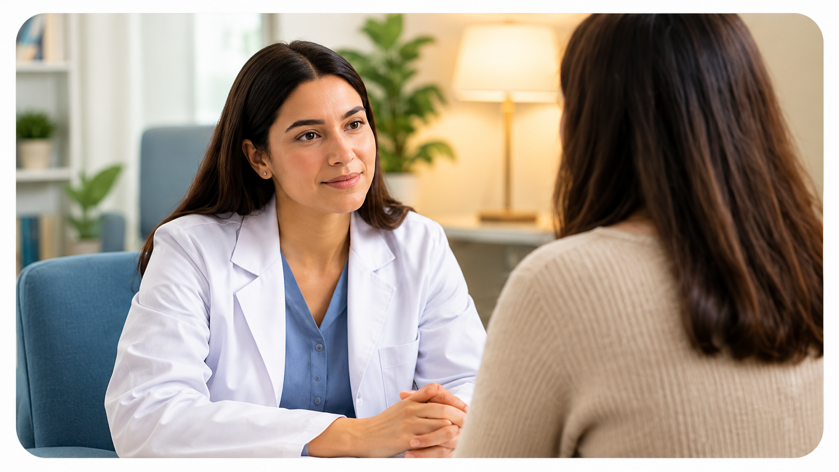 A calm, private conversation between a doctor and patient